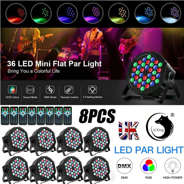 8 PCS PAR Light 36LEDs RGB with Wireless Remote Sound Activated DMX