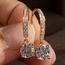 Fashion, moissanite earrings, gold, wedding earrings