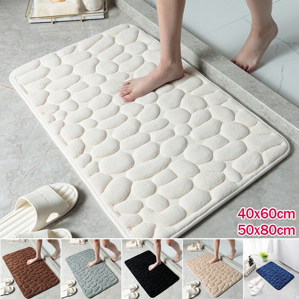 Cobblestone Embossed Bathroom Bath Mat Nonslip Carpets In Wash Basin