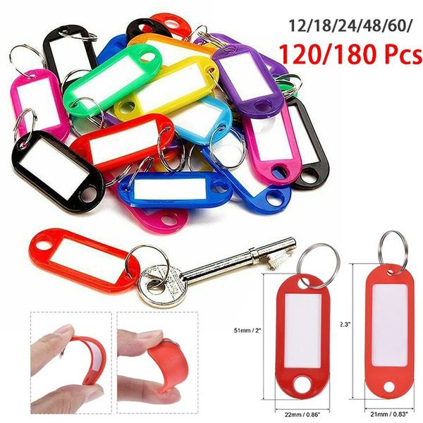 Plastic Keychain Key Tags Id Label Name Tags With Split Ring For ...