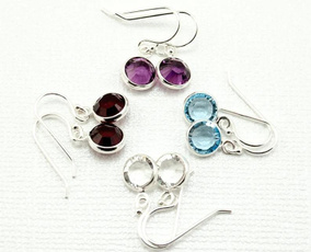 Sterling, Hoop Earring, Gemstone Earrings, Colorful