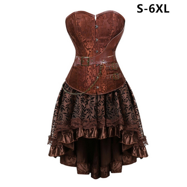 Gothic Corset Dress Retro Cosplay Party Dress Sexy Pirate Girl Costume ...