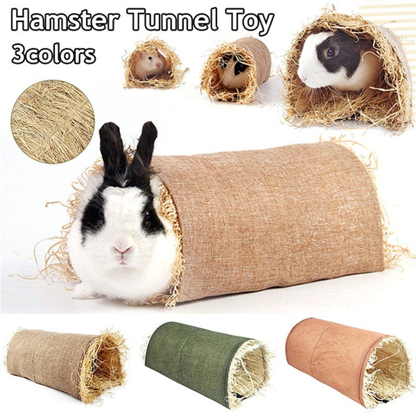Rabbit Hideaway Toy Grass Straw Bunny Toy Tunnel Hamster Accessories ...