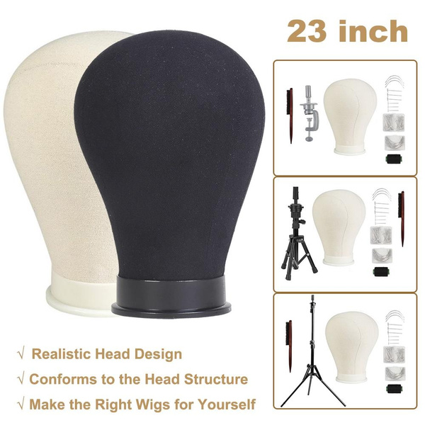 23 Inch Wig Head Stand Training Mannequin Head Canvas Block Head for ...