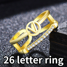 goldplated, initialring, DIAMOND, letterring