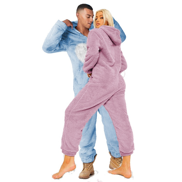 Tuopuda Damespyjama-set pluizige pyjamasets, losse pluche sherpa