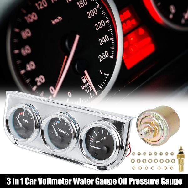 Car 3 in 1 Celsius Water Temperature Gauge Oil Pressure Gauge Voltmeter ...