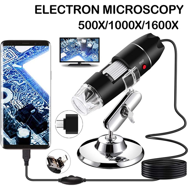 3 In 1 500x/1000x/1600x Portable Electron Microscope USB/MICRO/TYPE-C  Digital Microscope