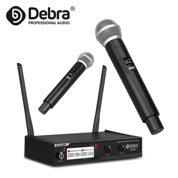 Debra VM302 VHF Wireless Microphone System With 2 Handheld Cordless Mic