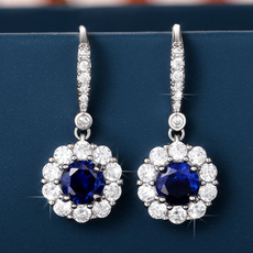 Sterling, DIAMOND, Gemstone Earrings, dangling