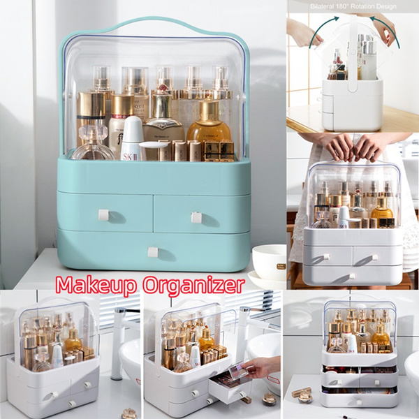 New Makeup Organizer Large Capacity Cosmetics Skincare Organizer Box  Waterproof & Dustproof Make Up Storage Vanity with Lid and Drawers Shelf  Cosmetic Display Cases for Dresser Countertop Makeup Storage Box Container