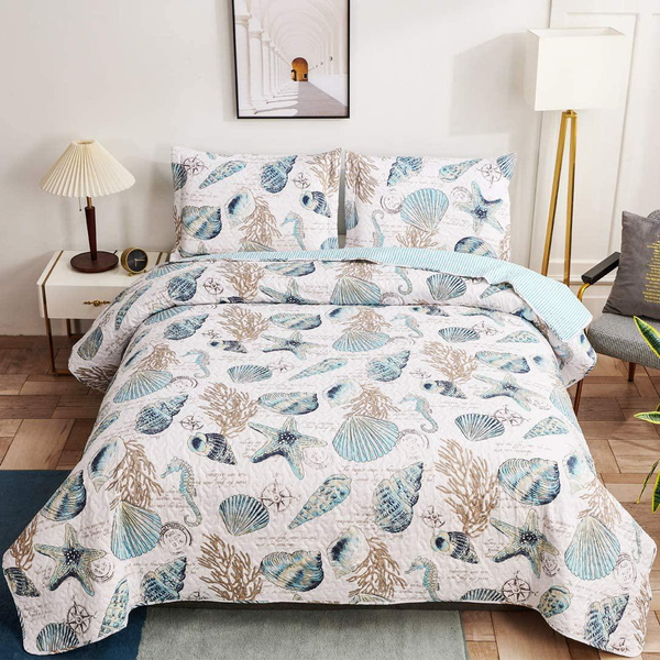 3 Pcs Reversible Beach Bedding Twin Full/Queen King Size Lightweight