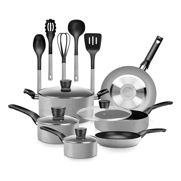 SereneLife 15 Pc Pots and Pans Home Non Stick Chef Kitchenware Cookware