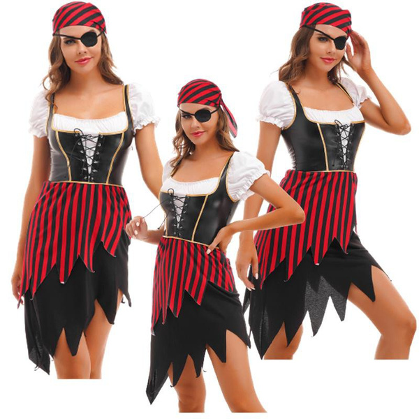 Womens Pirate Role Play Costume Halloween Theme Party Dress Role