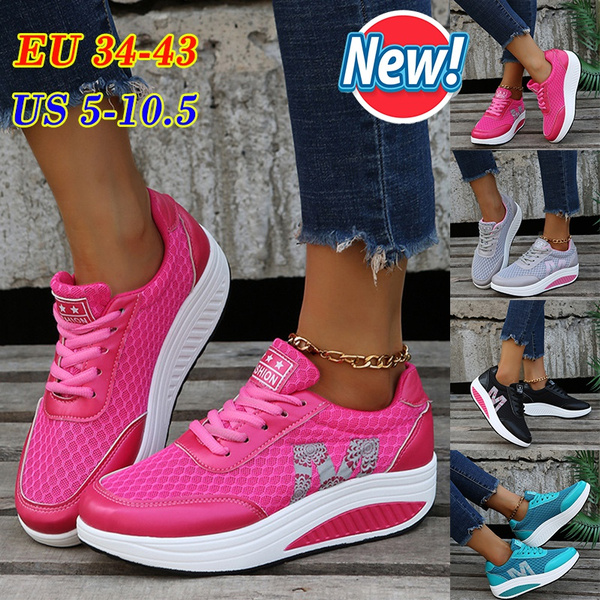 New Fashion Women Sports Shoes Casual Lace Up Sneakers Breathable Mesh