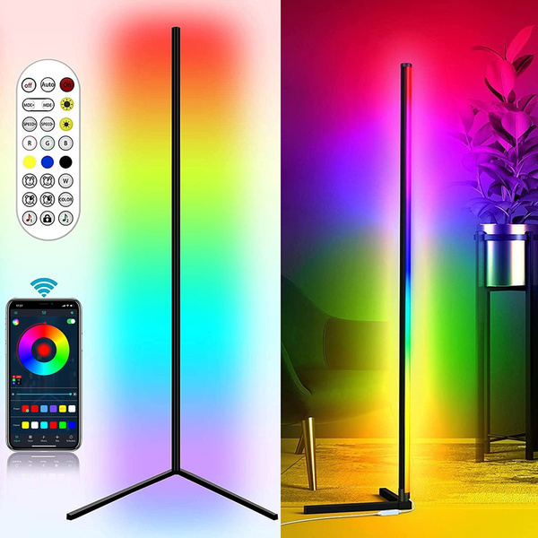 Modern LED Corner Floor Lamp RGB Color Changing Standing Lamps Smart ...