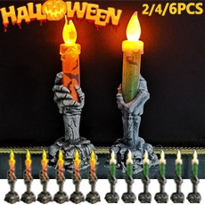 wish.com | (1/2/4/6Pcs)Halloween Skull Skeletal Lamp Skull Hand Stand Holder Skeleton Ghost Led Candle Flame Light Lamp Home Party Bar Decor