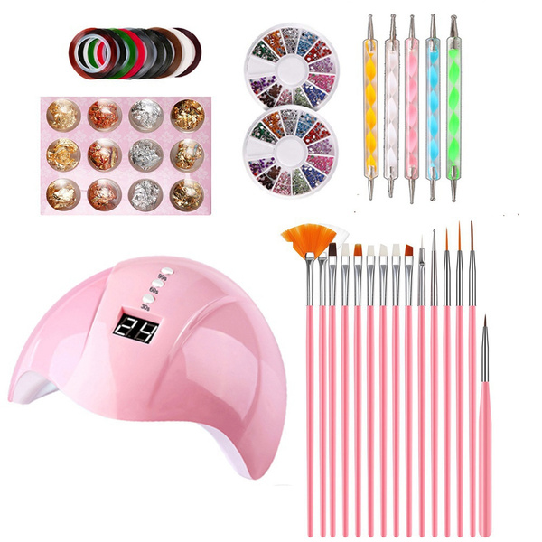 Professional Acrylic Nail Art Kit LED Dry UV Light Lamp Manicure Full