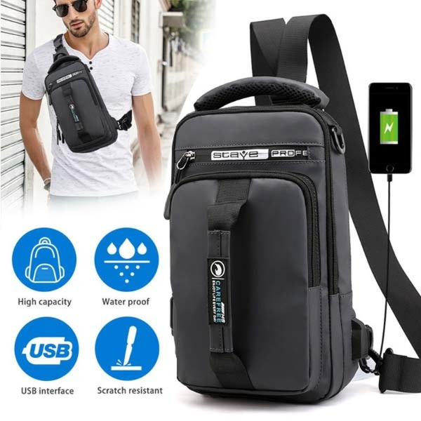 New Men's Sling Crossbody Backpack Anti-theft Chest Shoulder Messenger ...