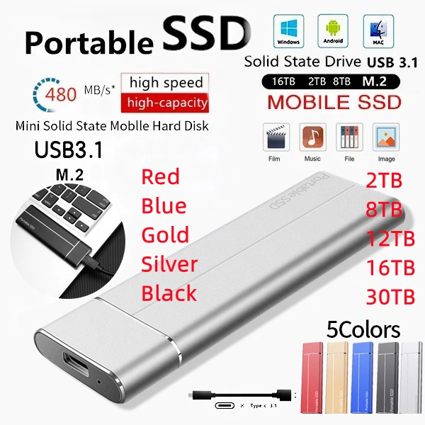 2023 New arrive 2/8/12/16/30TB High Speed Mobile External Hard Drive