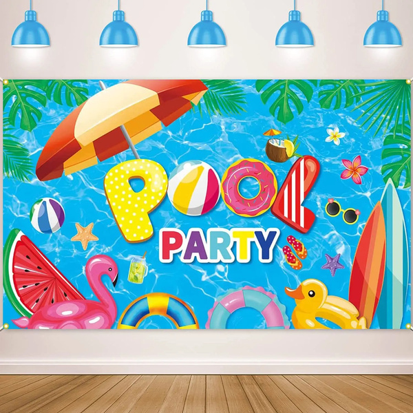 Summer Backdrop Pool Party Banner Beach Party Backdrop Pool Party ...