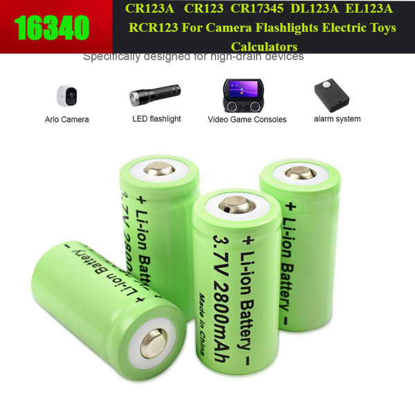 Powtree CR123A RCR 123 ICR 16340 Battery 2800mAh 3.7V Li-ion ...