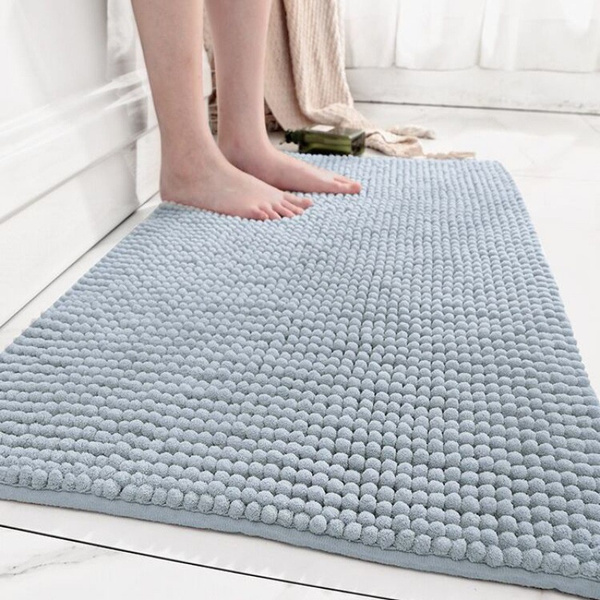 Bathroom Floor Rug Slip-Resistant Shag Chenille Rugs Mat Soft