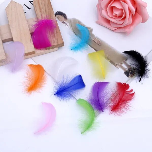 LE 100/200pcs Small Floating Colourful Swan Feather Plume Natural Goose ...