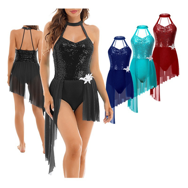 Dance Dresses Dancewear Women Prom Party Dress Sleeveless Leotard Dress ...