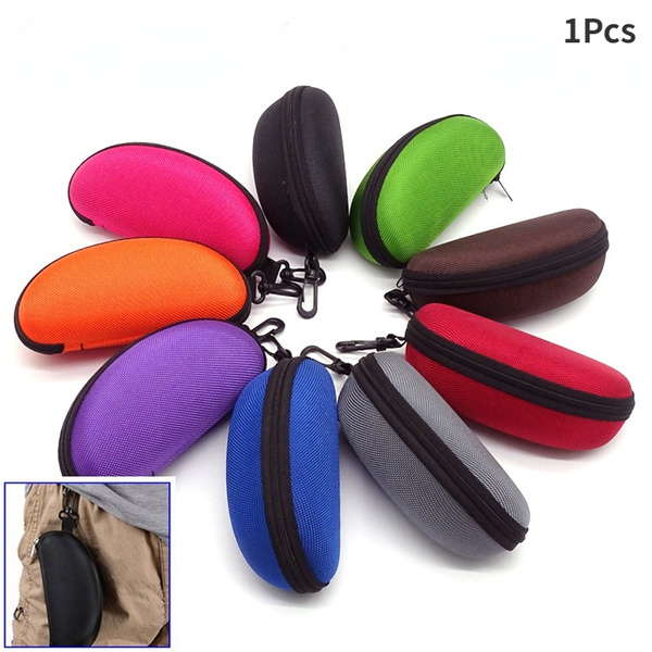 New Style Portable Sunglasses Case With Carabiner Oxford Cloth Hard EVA