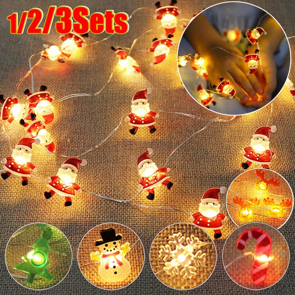 (1/2/3Sets)20LED Christmas String Lights, Santa Claus Snowflake Tree