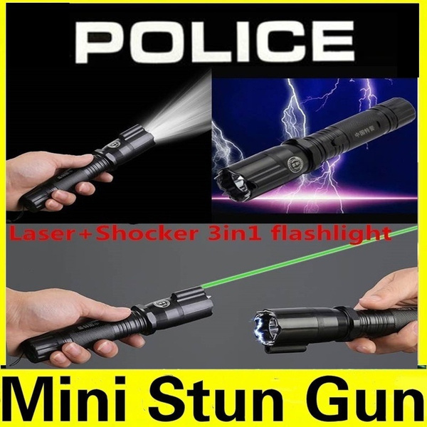 3 in 1 Police Power Stun Flashlight Electric Shock Taser Gun Self