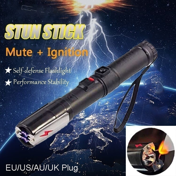 Stun Gun Selfdefense Super Power Led Flashlight Long Electric Baton Electric Shock Silencer