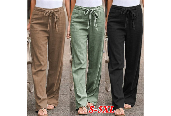 Women's Elastic Waist Solid Color Loose Trousers Wide-leg Yoga