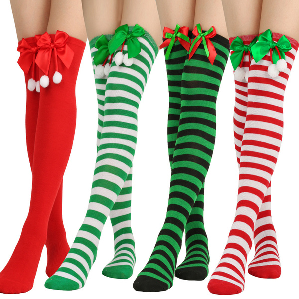 Christmas Stockings Women's Long Knitted Stockings For Girls Ladies Women Winter Knit Socks 