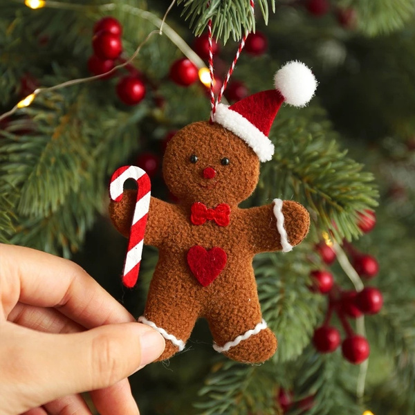 3Pcs Christmas Decoration Gingerbread Man Doll Christmas Tree Ornament ...