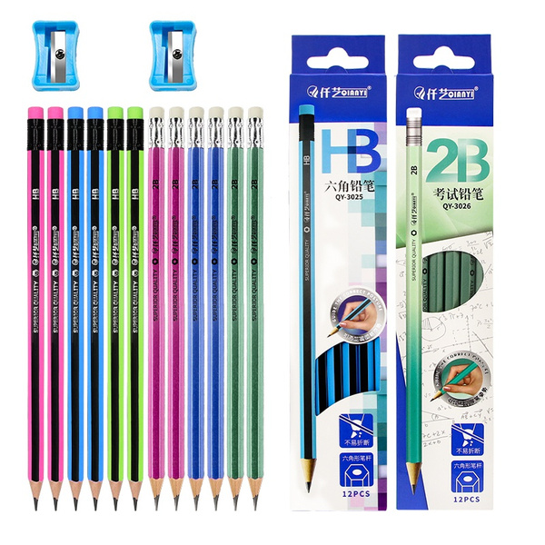 [Free Pencil Sharpener]12Pcs /Lot Ordinary Pencil Wooden Lead Pencils