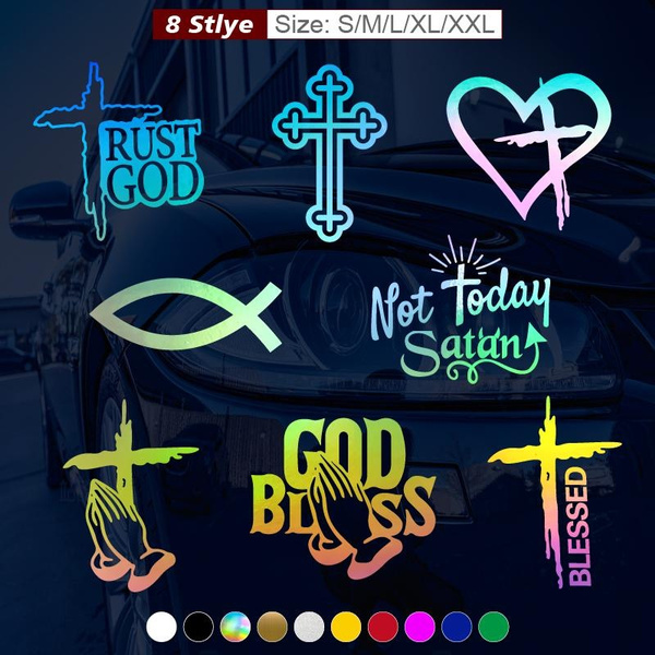 BUY 2 GET 1 FREE, Jesus Cross Car Stickers Faith Love God Christian