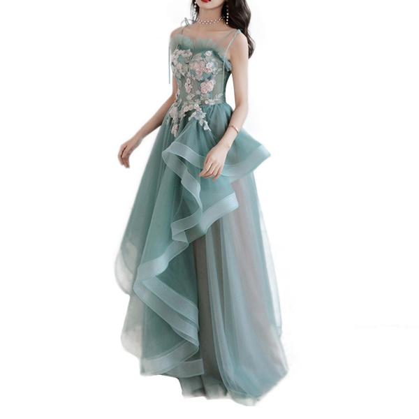 green emerald velvet dress A-line Fairy Tulle Fashion Elegant Stylish Party Evening Long Prom Dre   bridalsew