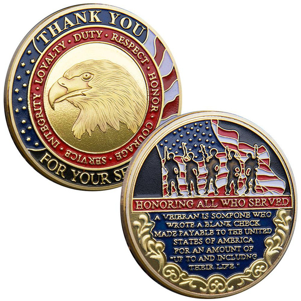 Thank You for Your Service Military Veterans Challenge Coin ...