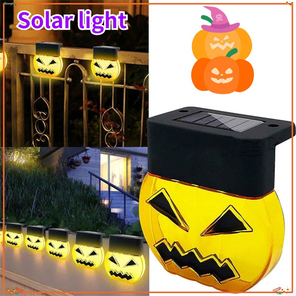 Solar Pumpkin Deck Lights Halloween Decoration Outdoor Landscape 4 LED ...