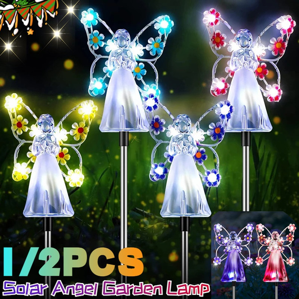 1/2 Pack Solar Angel Lights Angel Topper Light MultiColor Changing LED