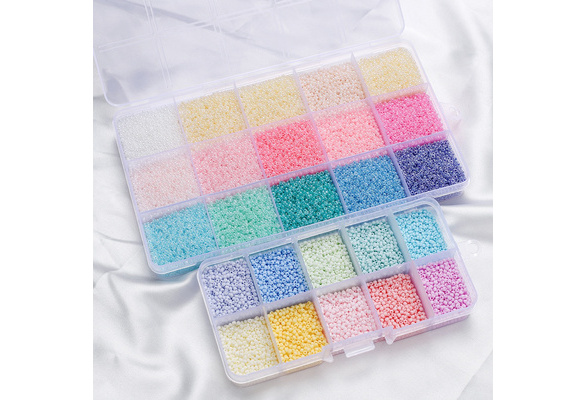 1 Box 2mm Glass Beads Mini Beads Colorful Charms Beads Loose