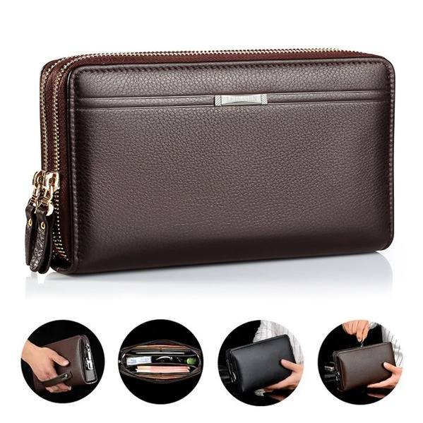 Long Business Men's Leather Wallet Card Holder Big Capacity