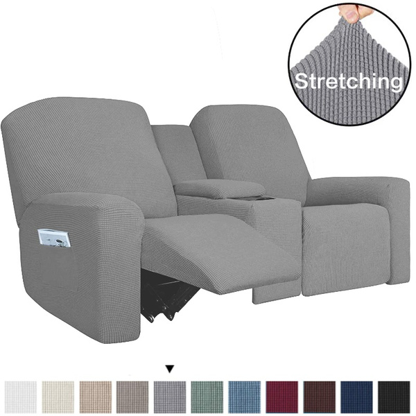 Stretch Recliner Loveseat Cover with Center Console Sofa Slipcover Soft