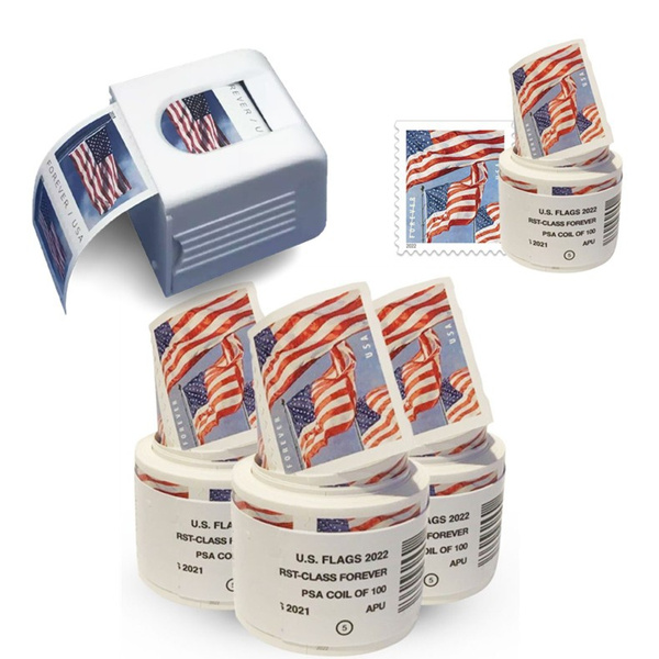 Forever Stamps 2017-2022 Mail Postage Flags American Flag USPS 1 Rolls Of  100 Stamps+ Stamp Dispenser