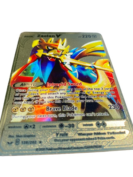Zacian V Gold Metal Pokemon Card