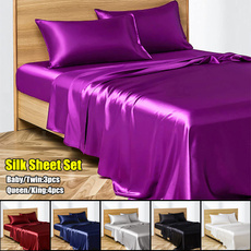 satinsheet, bedsheetset, bedingkingsize, purple