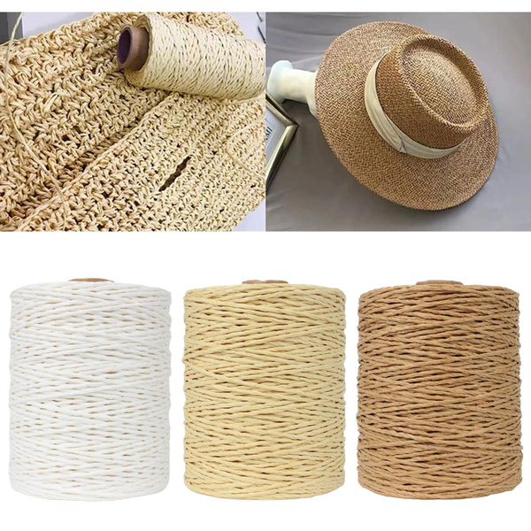 280300Meters/roll Natural Raffia Straw Yarn For Hand Knit Crochet Hat HandBag Cushion Baskets