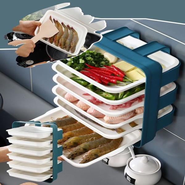 Wall Mounted Kitchen Shelf, Multilayer Food Plates, Kitchen Accessories